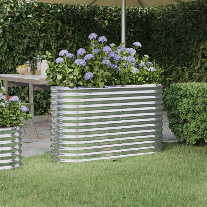 Garden Raised Bed Powder-coated Steel 114x40x68 cm Silver