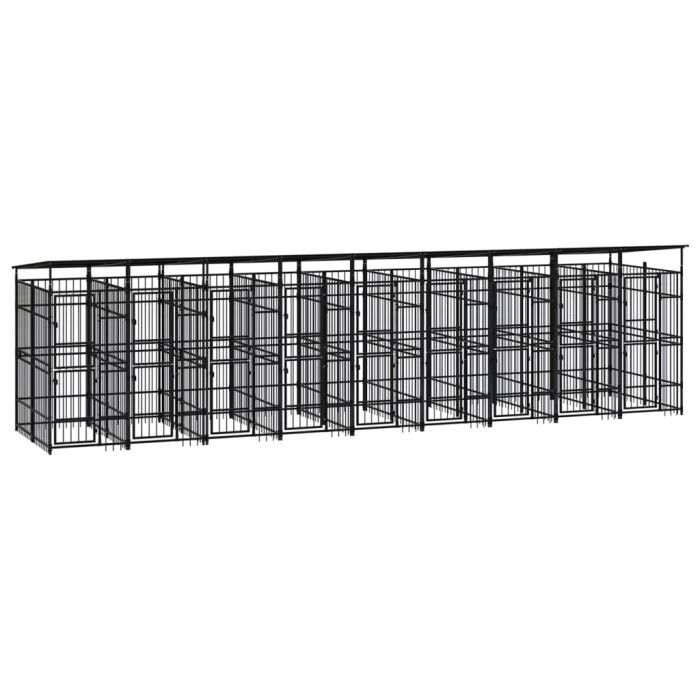 Outdoor Dog Kennel with Roof Steel 16.59 mÂ²