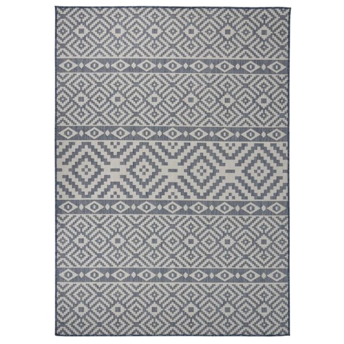 Outdoor Flatweave Rug 120x170 cm Blue Stripes