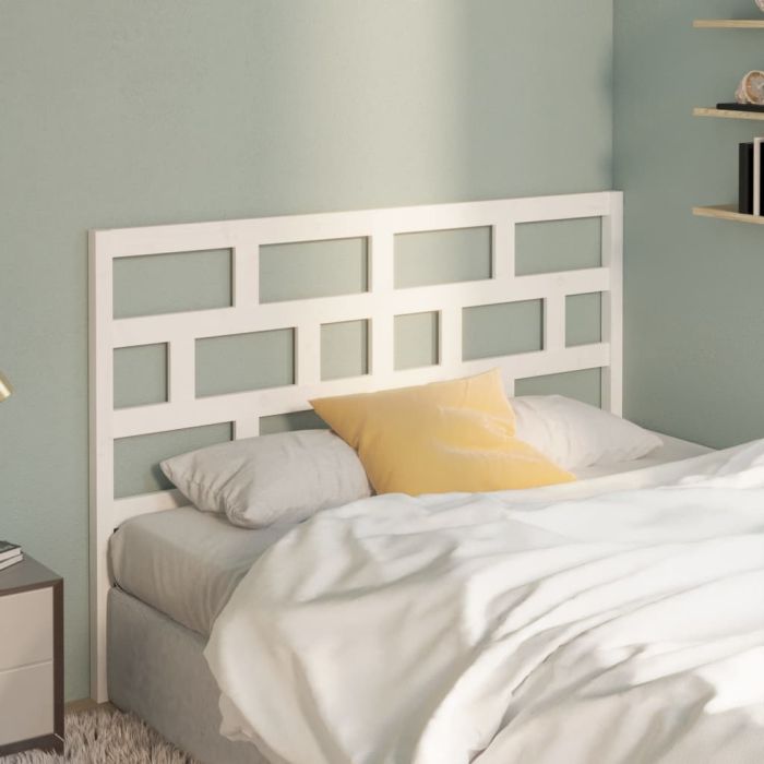 Bed Headboard White 126x4x100 cm Solid Wood Pine