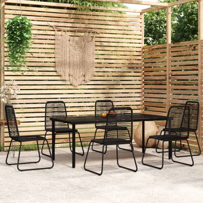 7 Piece Garden Dining Set Black