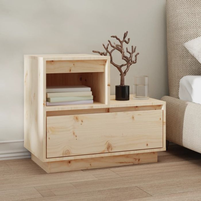 Bedside Cabinet 60x34x51cm Solid Wood Pine