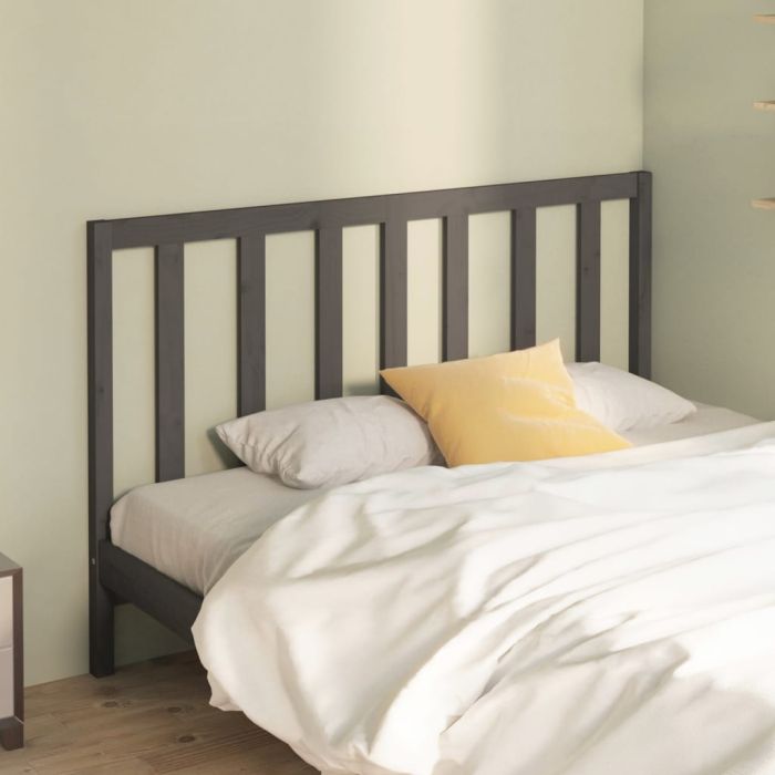 Bed Headboard Grey 126x4x100 cm Solid Wood Pine