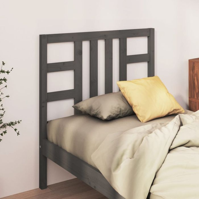 Bed Headboard Grey 106x4x100cm Solid Wood Pine