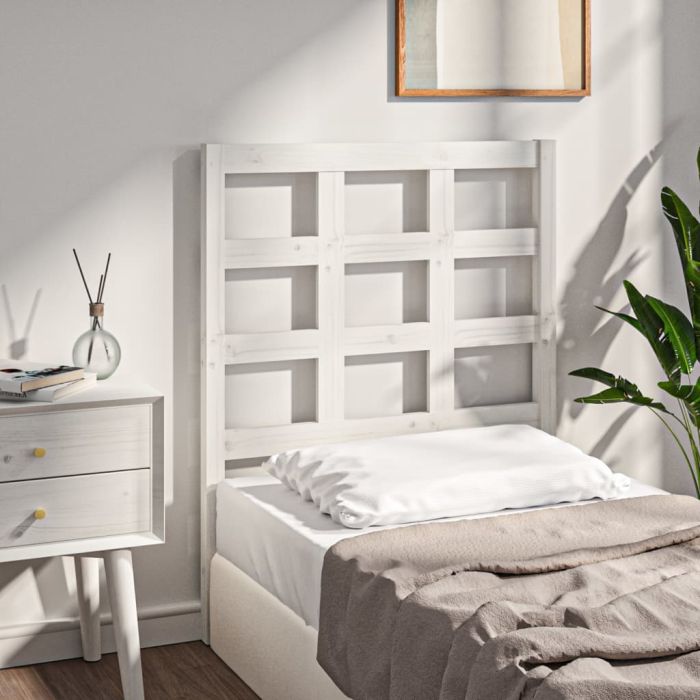 Bed Headboard White 80.5x4x100 cm Solid Wood Pine