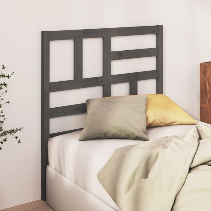 Bed Headboard Grey 106x4x104cm Solid Wood Pine