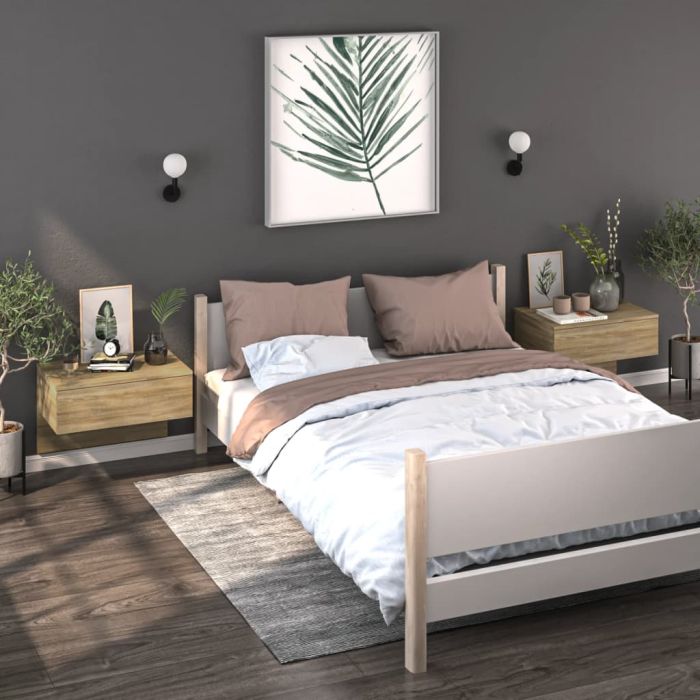 Wall Mounted Bedside Cabinets 2 pcs Sonoma Oak - Luchy