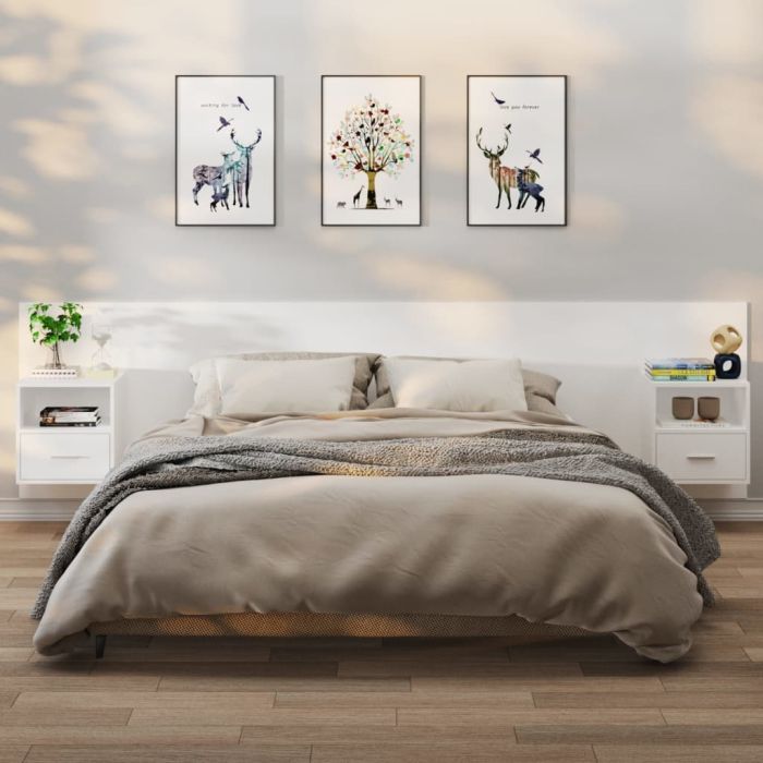 Wall Mounted Bedside Cabinets 2 pcs White - Geile