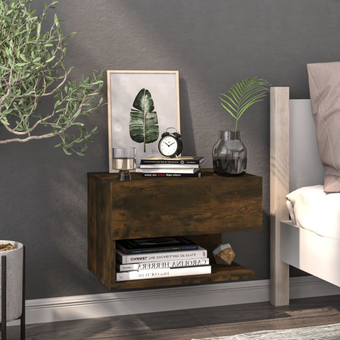 Wall Mounted Bedside Cabinet Smoked Oak - Fluer