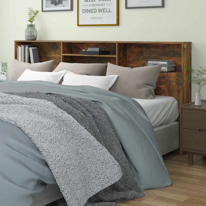 Headboard Cabinet Smoked Oak 220x19x103.5 cm