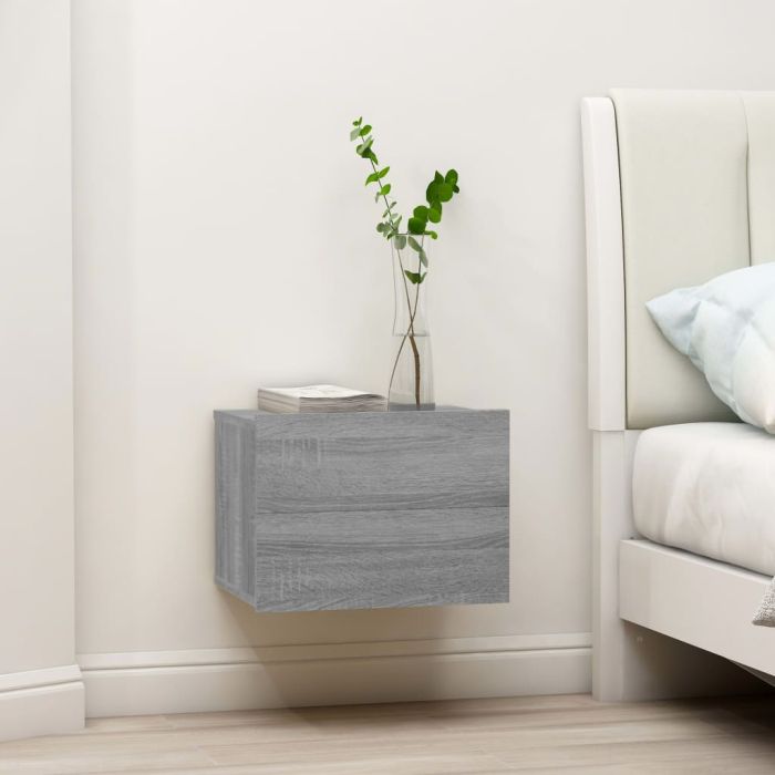 Bedside Table - ENNA 2 Piece Nightstand Grey Sonoma 40cm