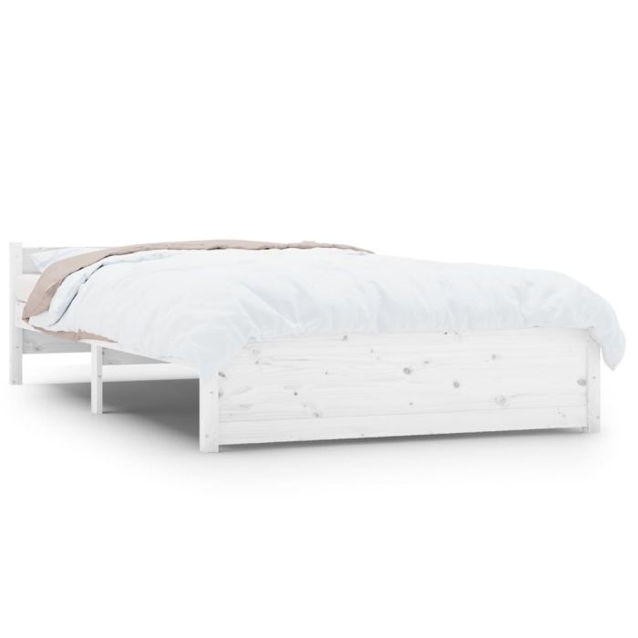 Bed Frame White Solid Wood 135x190 cm 4FT6 Double