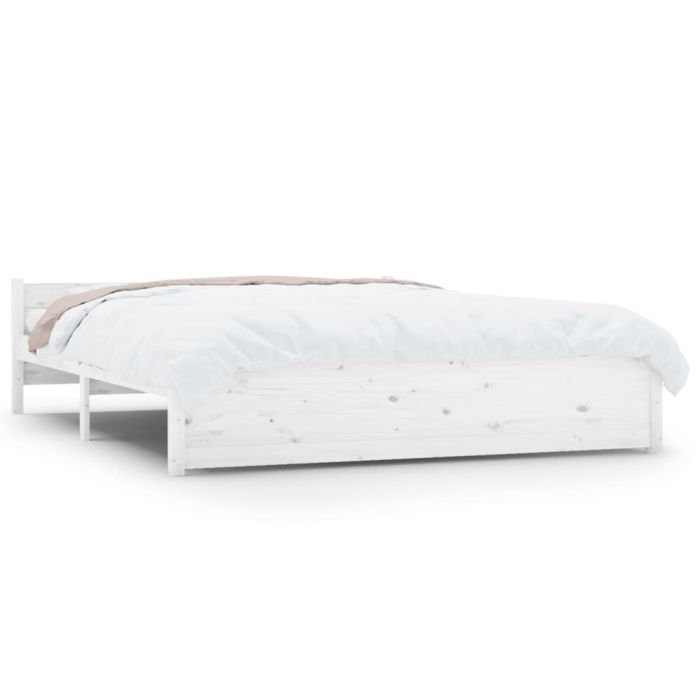 Bed Frame White Solid Wood 150x200 cm 5FT King Size