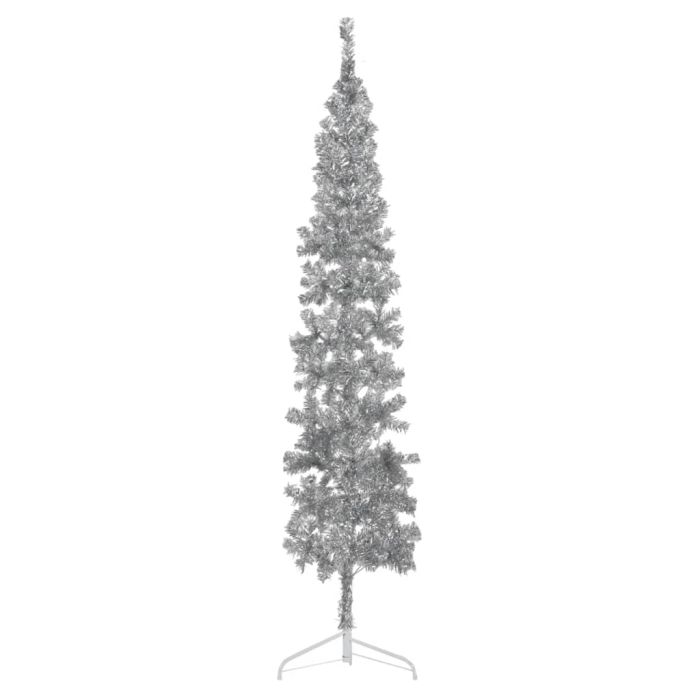 Lauxe Slim Artificial Half Christmas Tree Stand Silver 210cm