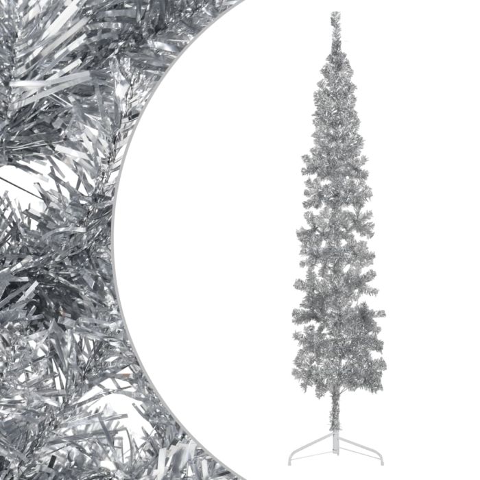 Lauxe Slim Artificial Half Christmas Tree Stand Silver 240cm
