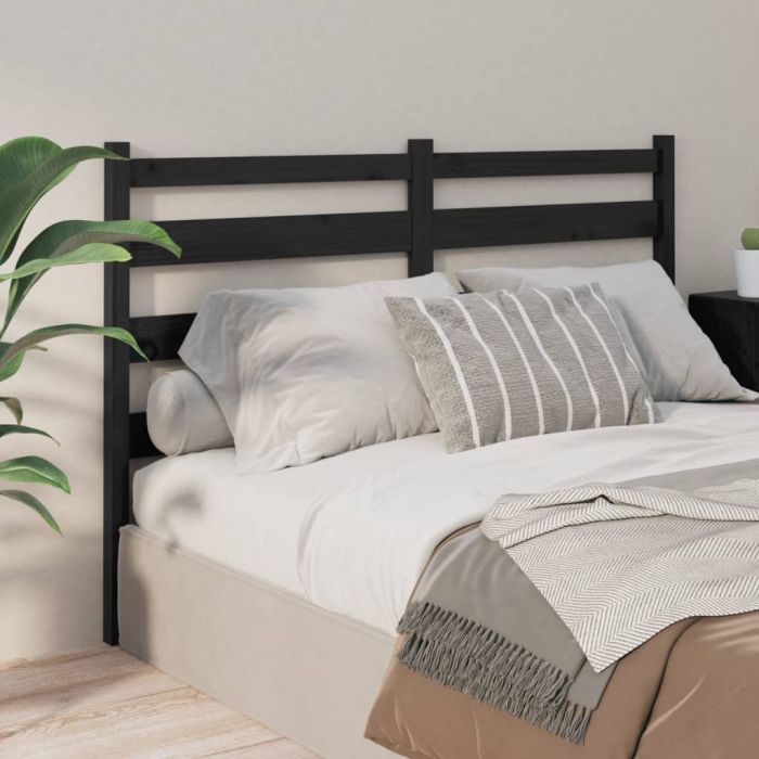 Bed Headboard Black 186x4x100cm Solid Wood Pine