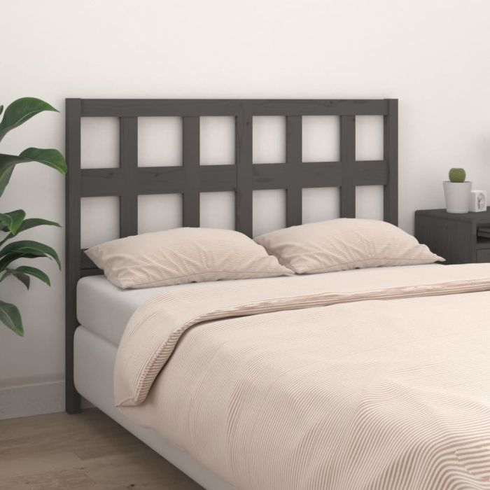 Bed Headboard Grey 125.5x4x100 cm Solid Wood Pine