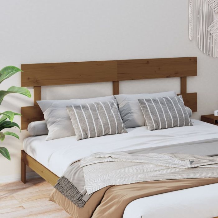 Bed Headboard Honey Brown 204x3x81 cm Solid Wood Pine