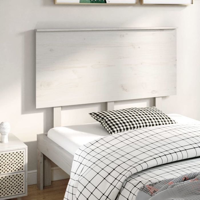 Bed Headboard White 124x6x82.5 cm Solid Wood Pine