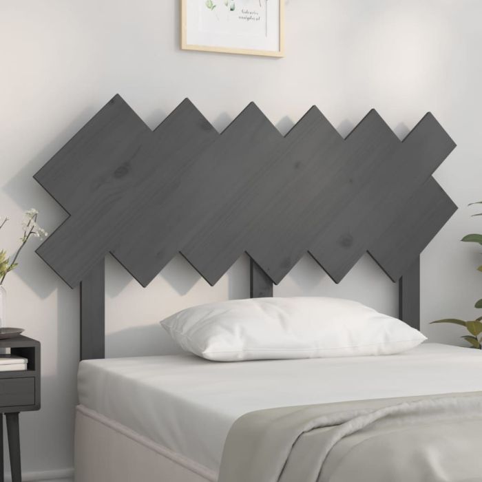 Bed Headboard Grey 122.5x3x80.5 cm Solid Wood Pine