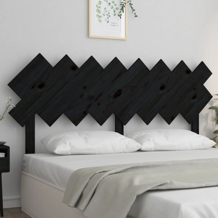 Bed Headboard Black 159.5x3x80.5 cm Solid Wood Pine