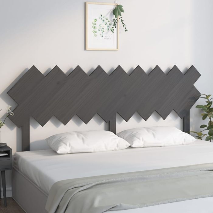 Bed Headboard Grey 178x3x80.5cm Solid Wood Pine