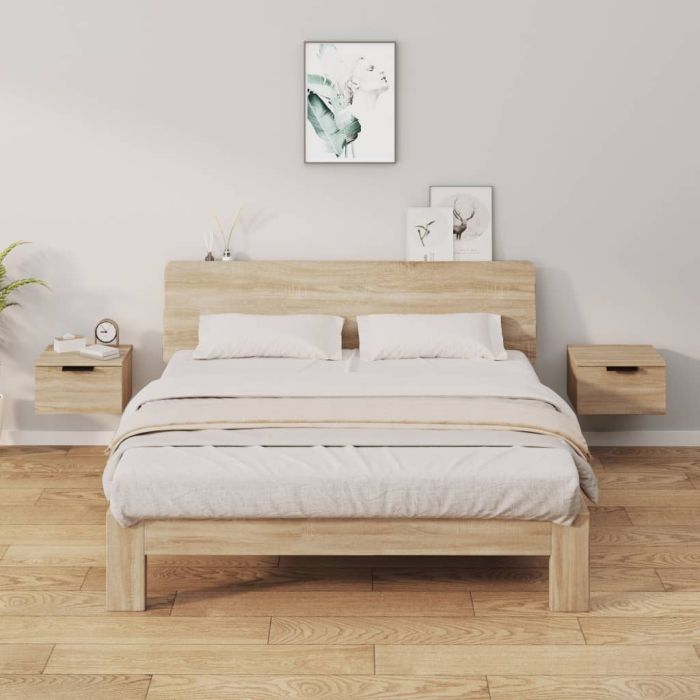 Wall Mounted Bedside Cabinets 2 pcs Sonoma Oak 34x30x20cm