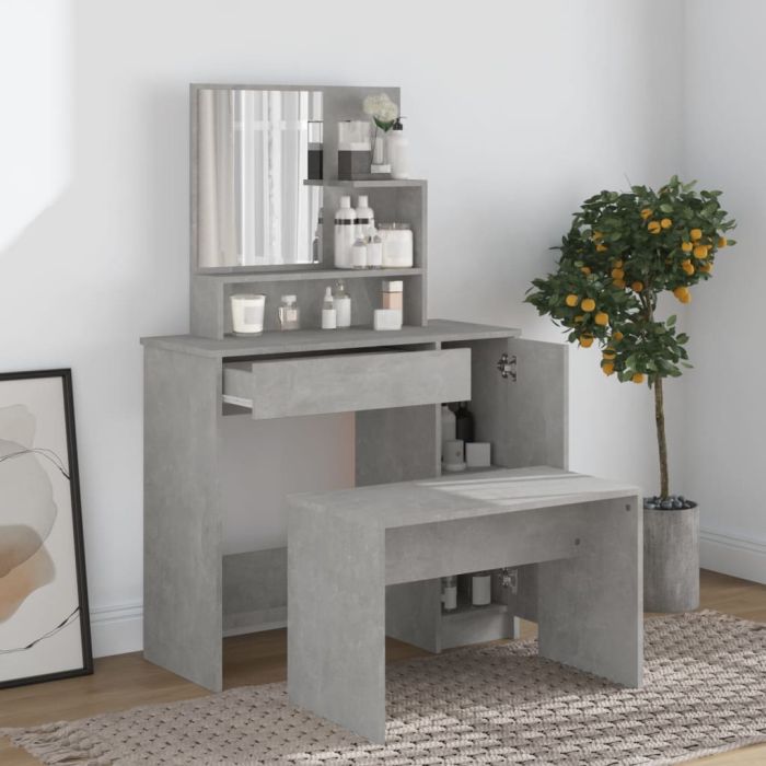 Dressing Table Set Concrete Grey 86.5x35x136cm