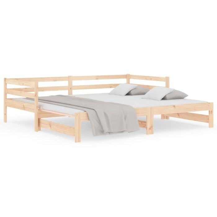 Pull-out Day Bed 2x(80x200) cm Solid Wood Pine