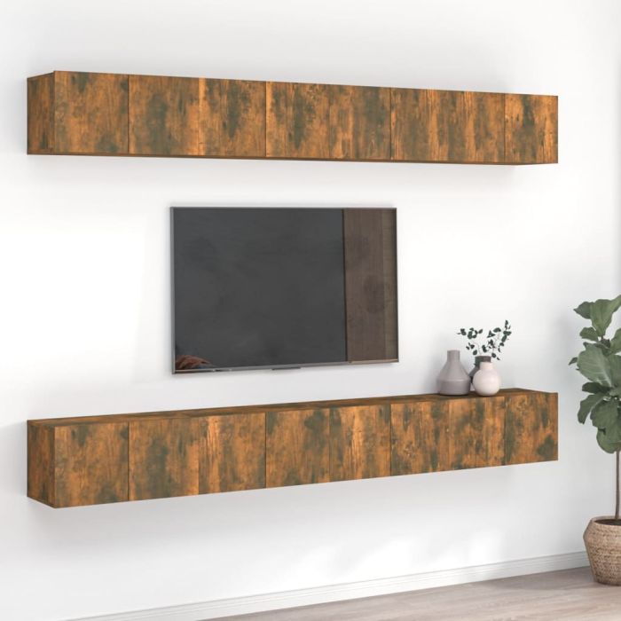 TV Cabinets 8 Pieces Smoked Oak 60x30x30 cm Engineered Wood