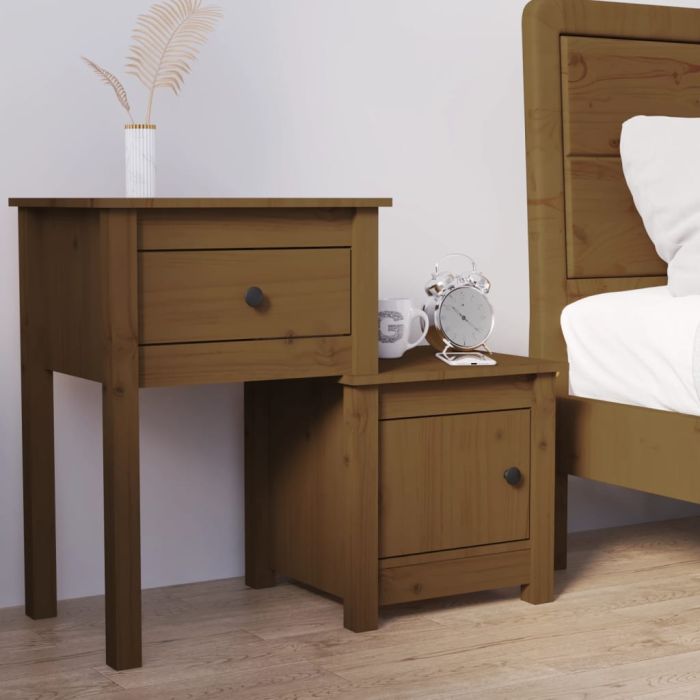 Bedside Cabinet Honey Brown 79.5x38x65.5cm Solid Wood Pine