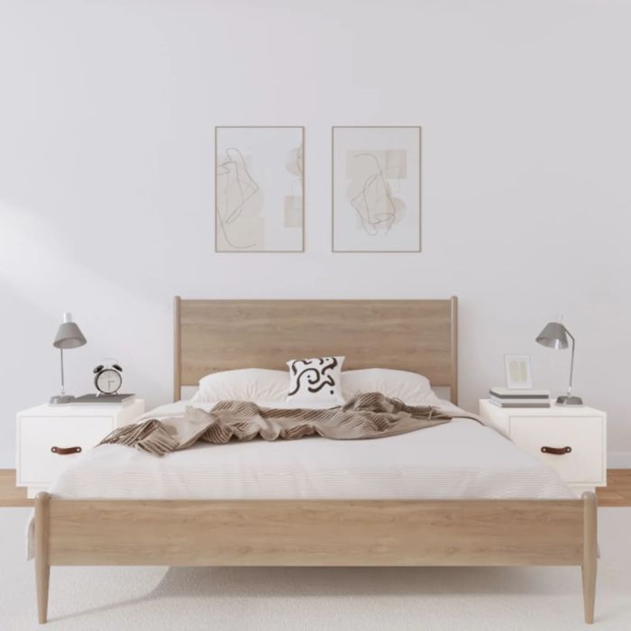Bedside Table - SCOTT 2 Piece Nightstand White 40cm