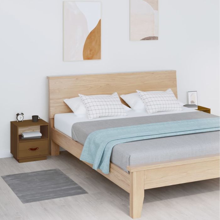 Bedside Cabinets 2 pcs Honey Brown 40x34x45cm Solid Wood Pine - Faye