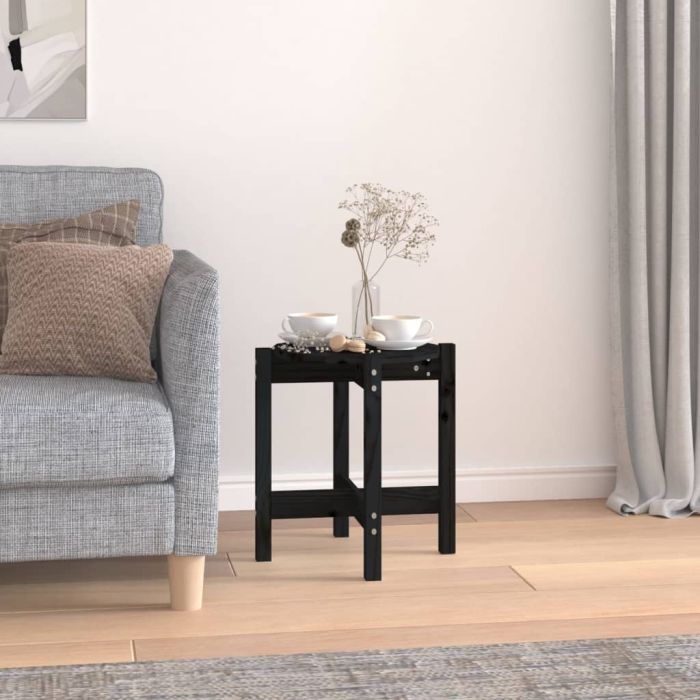 Coffee Table Black Ã˜ 42.5x45 cm Solid Wood Pine