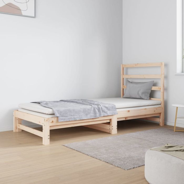Pull-out Day Bed 2x(90x190) cm Solid Wood Pine