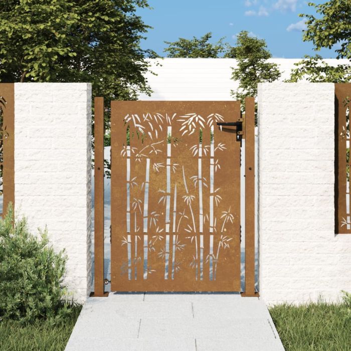 Garden Gate 105x155 cm Corten Steel Bamboo Design