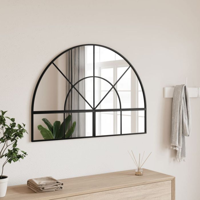 Wall Mirror Black 100x70cm Arch Iron