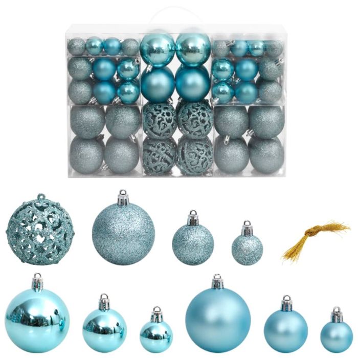 Nevis Briet Christmas Baubles 100 pcs Turquoise 3 4 6cm