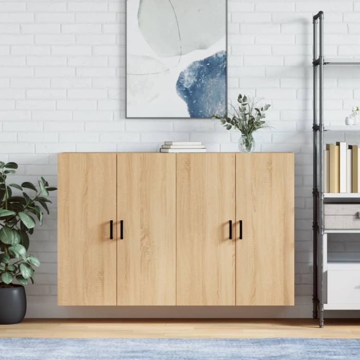 Wall Mounted Cabinets 2 Pieces Sonoma Oak 69.5x34x90 cm