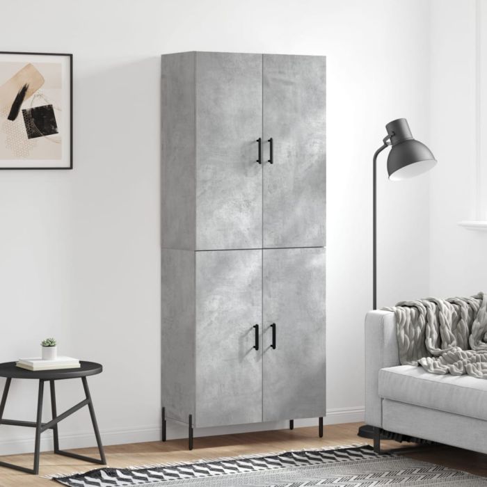 Highboard Concrete Grey 69.5x34x180 cm Engineered Wood