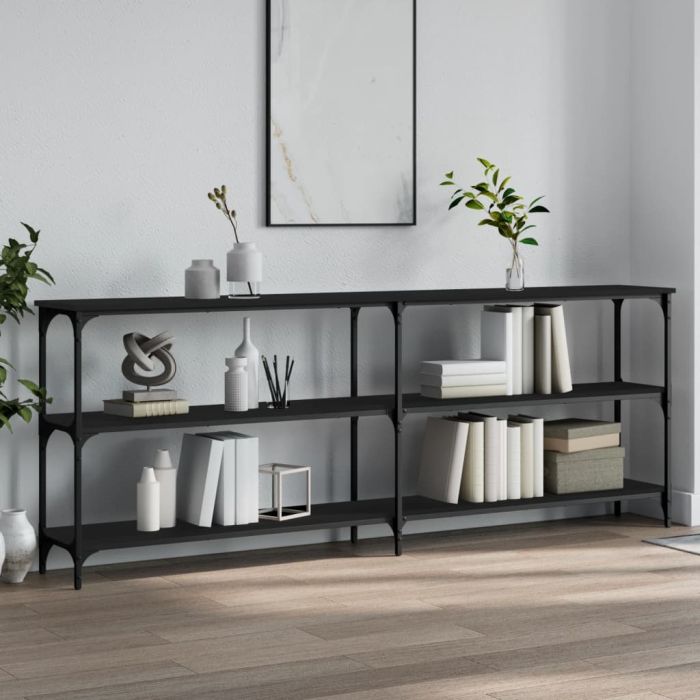 Console Table Black 200x29x75 cm Engineered Wood