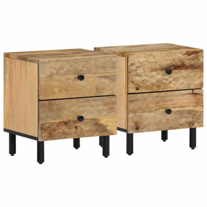 Bedside Table - SELKIRK Ned 2 Piece Nightstand Natural Finish 40cm