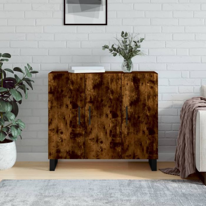 Sideboard Smoked Oak 90x34x80 cm Engineered Wood