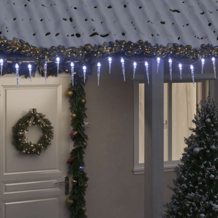 200 LED Icicle String Lights - Cold White 20m Acrylic and PVC Halloween Decoration