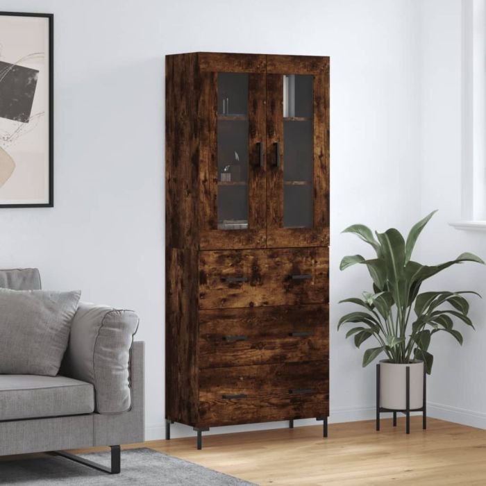Highboard Smoked Oak 69.5x34x180 cm Engineered Wood