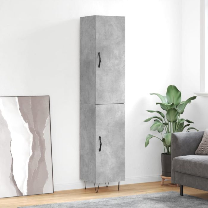 Highboard Concrete Grey 34.5x34x180 cm Engineered Wood