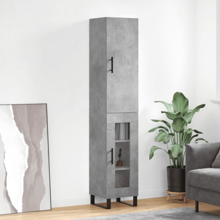 Highboard Concrete Grey 34.5x34x180 cm Engineered Wood