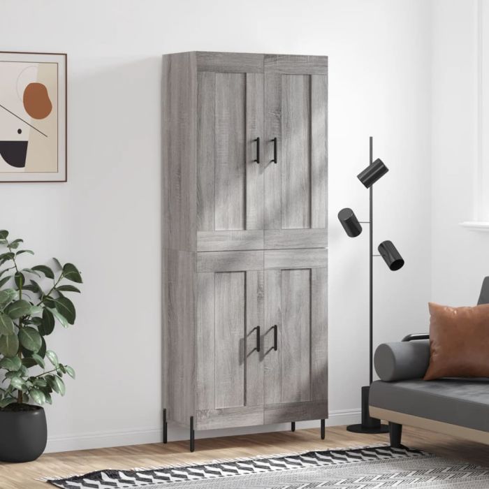 Highboard Grey Sonoma 69.5x34x180 cm Engineered Wood