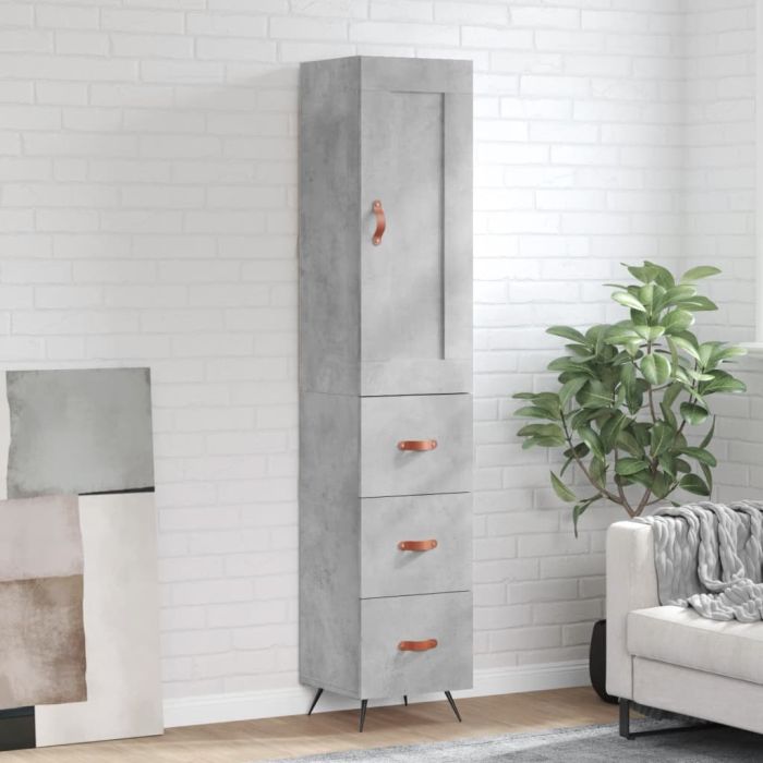 Highboard Concrete Grey 34.5x34x180 cm Engineered Wood