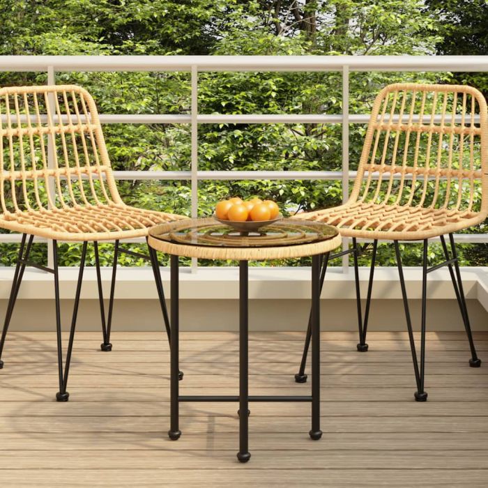 Dining Table Ã˜50 cmÂ Tempered Glass and Steel